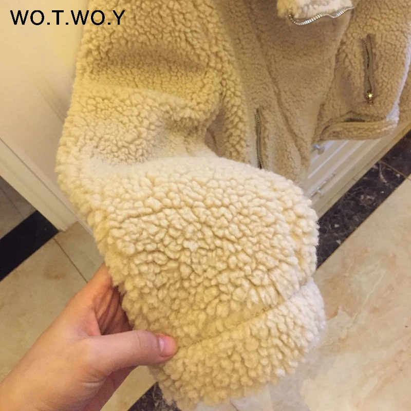 Wotwoy овечьей шерсти зимние теплые кашемировое пальто для женщин Большие размеры
