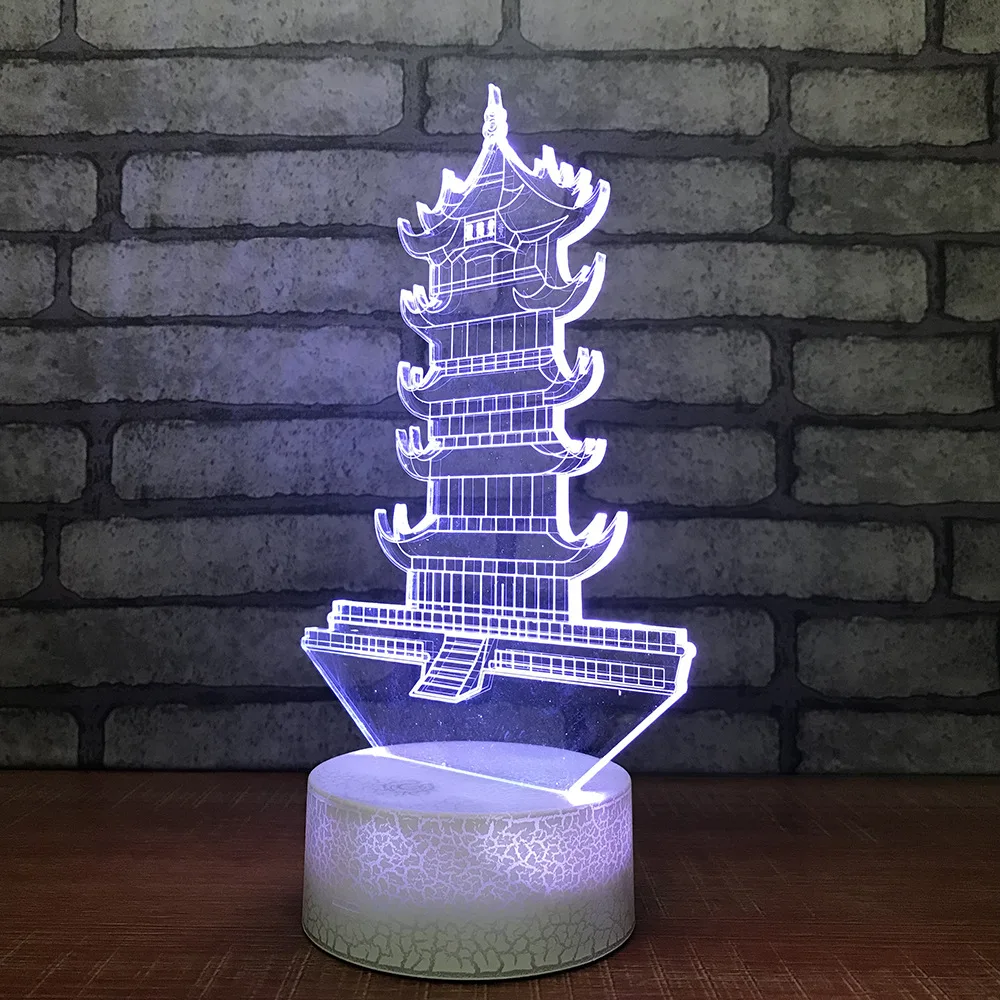 Wonder Pagoda Ночная лампа мультяшная 3d цветная прикроватная для спальни Прямая