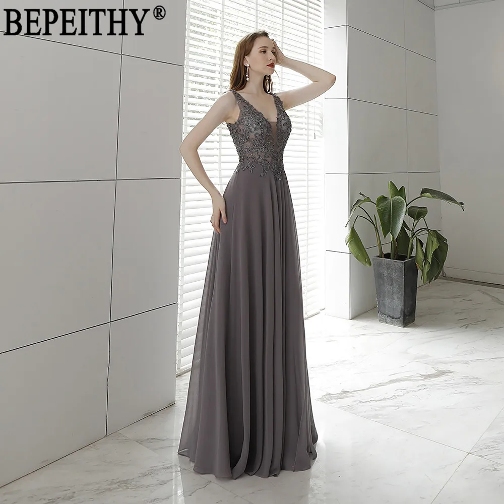 BEPEITHY vestido de festa, дизайн, v-образный вырез, аппликация, бисер, Длинное Элегантное платье, вечерние платья