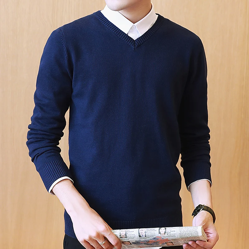 Мужской свитер с длинным рукавом трикотажный пуловер осень 2019 | Мужская одежда
