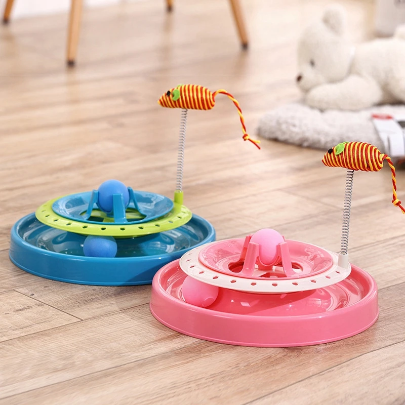 

Pet Cat Turntable Puzzle Pet Toys Double Three Layers Spring Mouse Cat Playing Device Amusement Disk Pets Toy