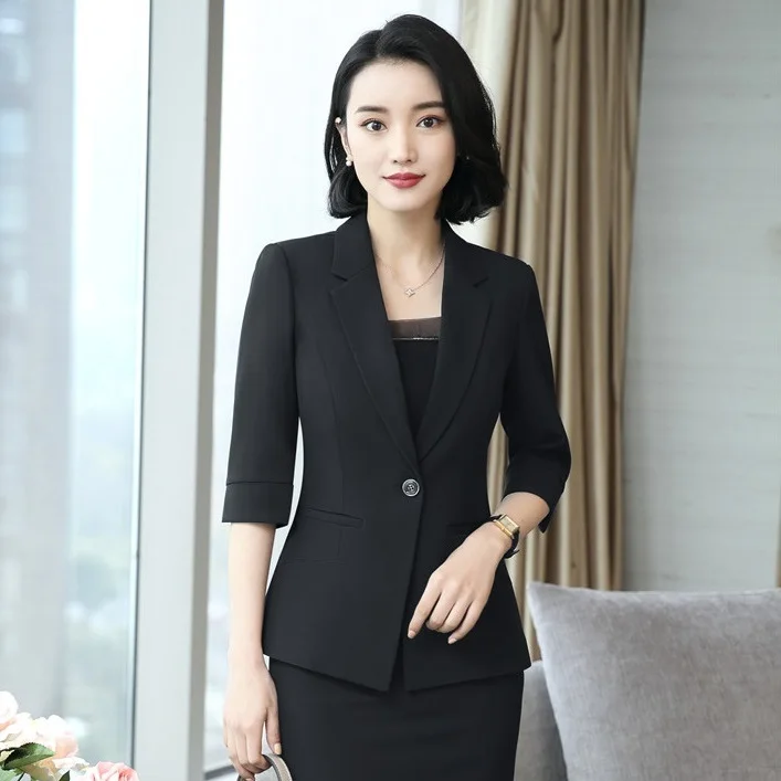 Весенне-летние Официальные Женские темно-синие блейзеры женские куртки рабочая