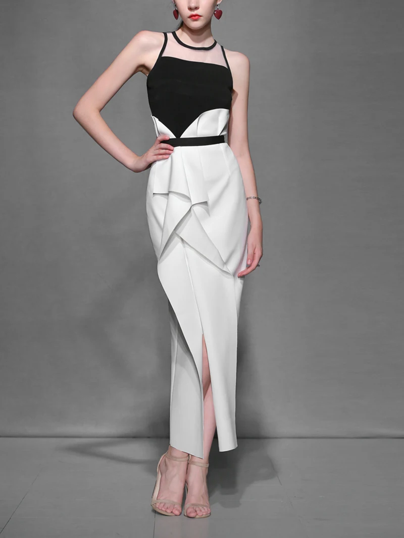 Уникальный дизайн Женский комплект из двух предметов газовая Лоскутная черная