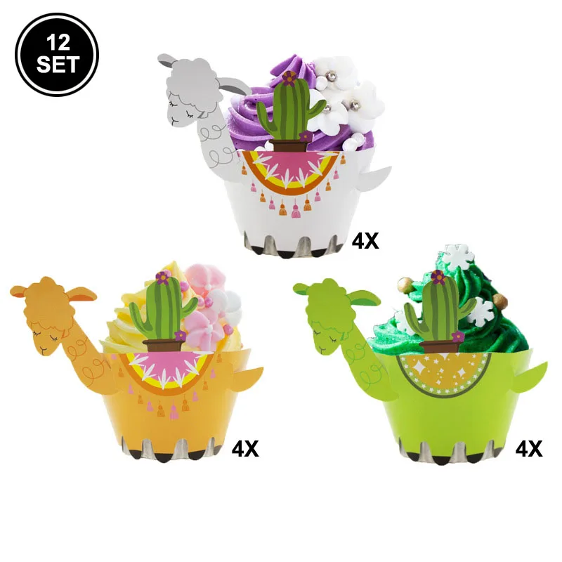 12 комплект на день рождение единорог динозавр Альпака праздничные обертки для