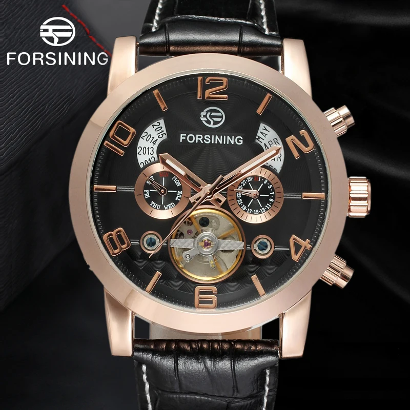 Мужчины автоматические Бизнес роскошные часы Круглый циферблат Механические с