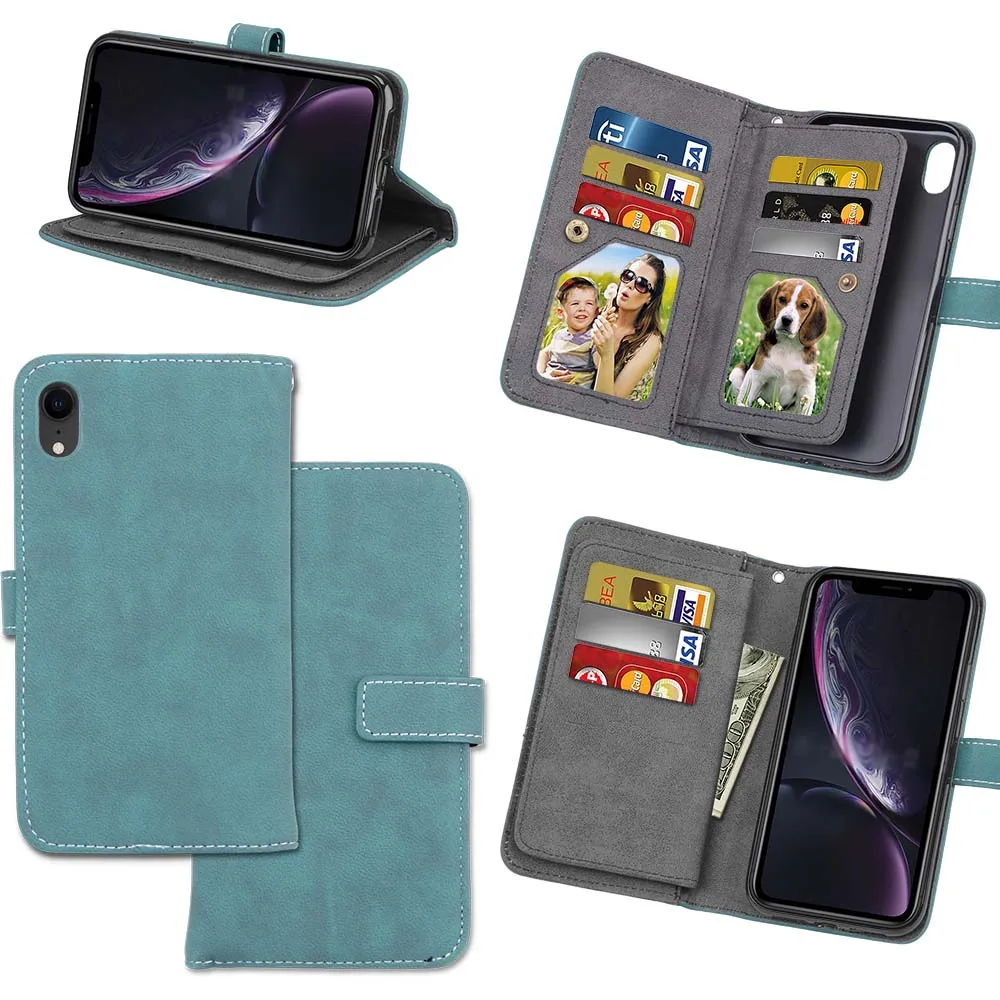 Capa Fundas для iphone XR XS Max 6 6 Plus 6s держатель чехол для iphone 7 8 plus XR XS кожаный чехол для телефона 9 слотов для карт