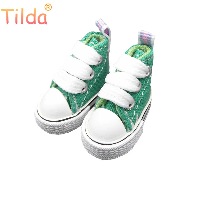 dark green Тильда 3,5 см кукла обувь для Blythe игрушки bjd, холст игрушечные кроссовки для OB24 куклы 1/8 для Blyth bjd аксессуары для кукол игрушка подарок - Цвет: dark green