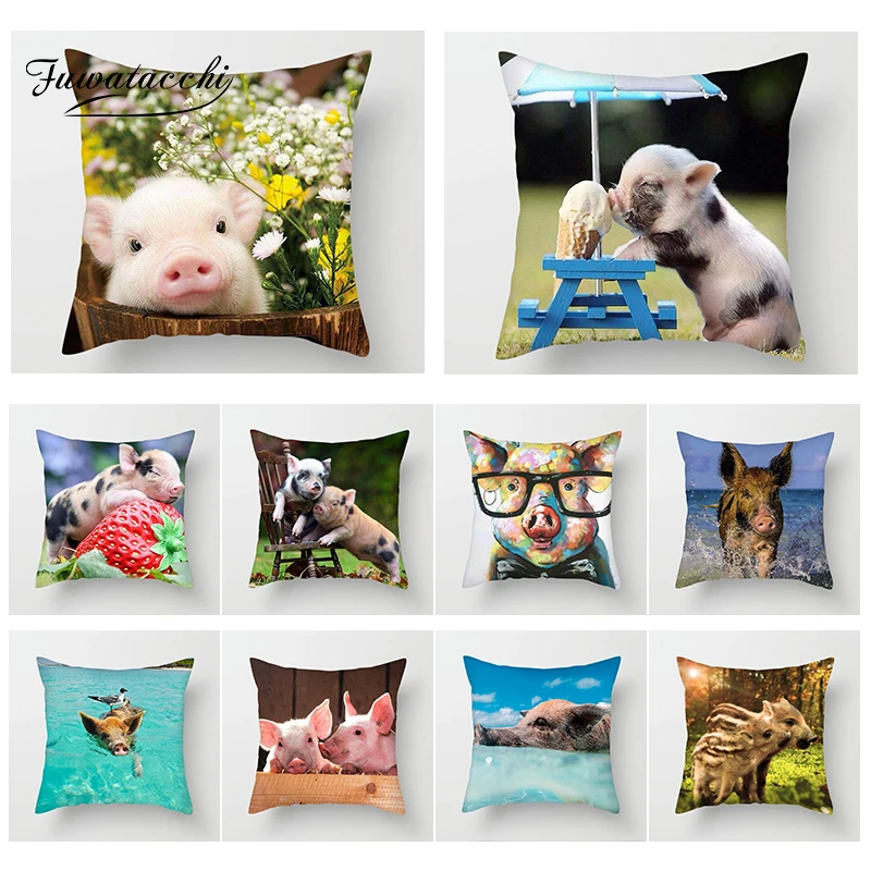 Чехол для подушки с рисунком свиньи Fuwatacchi|Наволочки| |