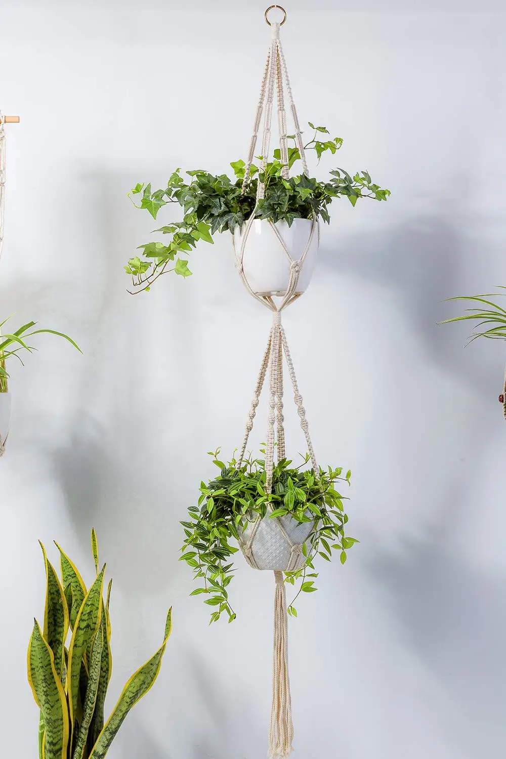 Macrame plant holder Plant Hook - Handmade Indoor Hanging Flower Pot Holder Modern Bohemian Home Decoration | Дом и сад