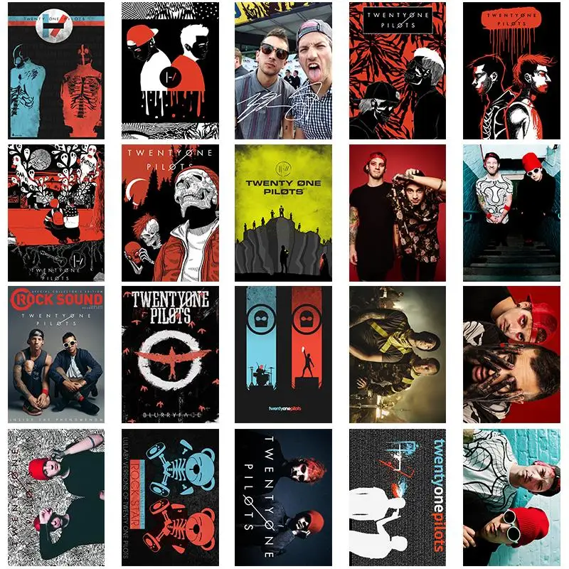 20 штук классические стикеры серии Twenty One Pilots из ПВХ, художественная коллекция, Подарочная Наклейка на стену, граффити