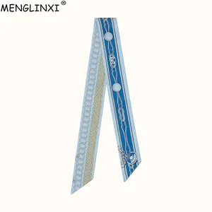 Новый горячий тонкий шарф с цепочкой дизайн печати Шелковый шарф женская сумка ленты головы шарфы для женский платок Femme хиджаб шарф для волос