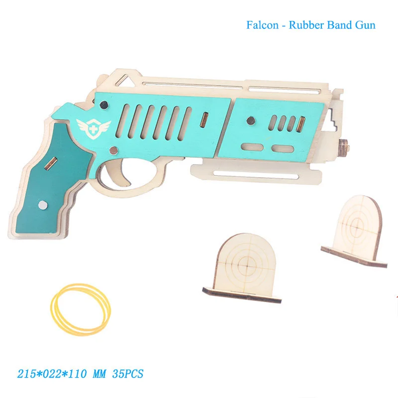 3D Деревянный пистолет с резиновой лентой в собранном виде простая детская