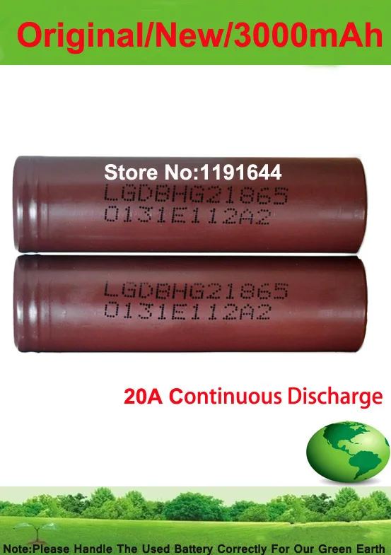 Бесплатная доставка! 2 шт./лот аутентичный 3 6 V 18650 INR18650 HG2 3000mAh Высокий сток 20A