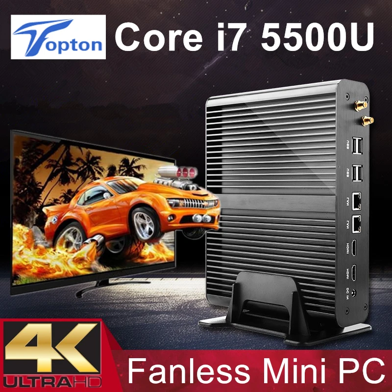 [5Gen Broadwell cpu] Win10 Мини ПК i7 Barebone Intel Nuc Безвентиляторный Компьютер Core i7 5557U graphics Iris 6100 4K HD HTPC