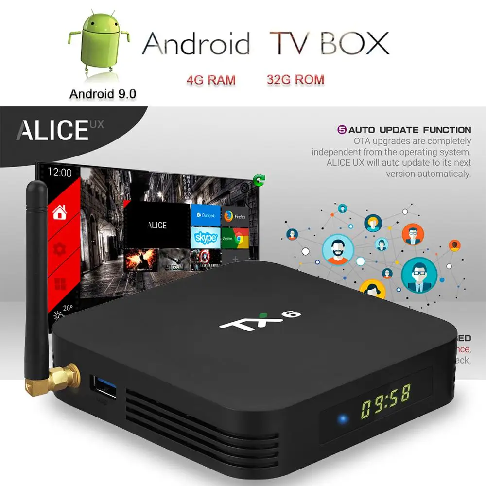 Satxtrem TX6 Android Box Allwinner H6 4 к Smart tv 9 0 г 32 2 Wifi BT 5 USB 3 медиаплеер Tanix приставка|ТВ-приставки