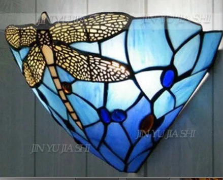 Настенный Светильник Тиффани Средиземноморский 12 дюймов со стрекозой освещение