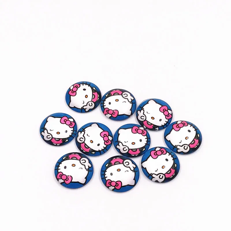 10 шт. стеклянный кабошон милый мультфильм hello kitty Круглый Камея с фотографией