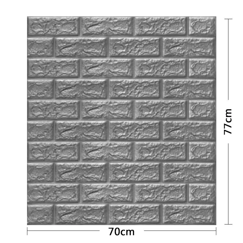 Silver grey 6 мм и 8 мм diy самоклеющиеся 3d кирпичные настенные наклейки Декор для гостиной пенопластовое водонепроницаемое покрытие для стен 77*70 см 3D кирпичные обои - Цвет: Silver grey