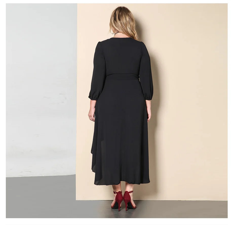 Женское платье миди с V образным вырезом большого размера|vestidos plus|plus size dressdresses big