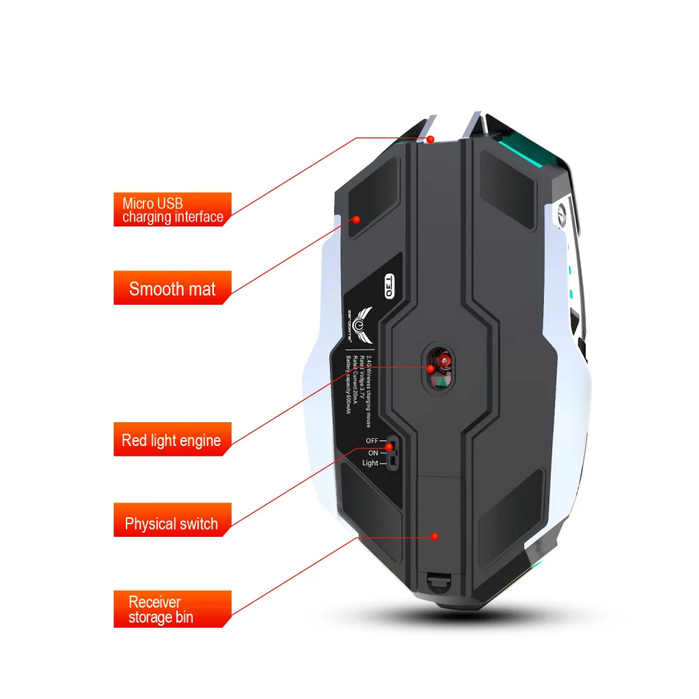 ZERODATE новая перезаряжаемая мышь RGB светильник беспроводная 2 4G Регулируемый Точек