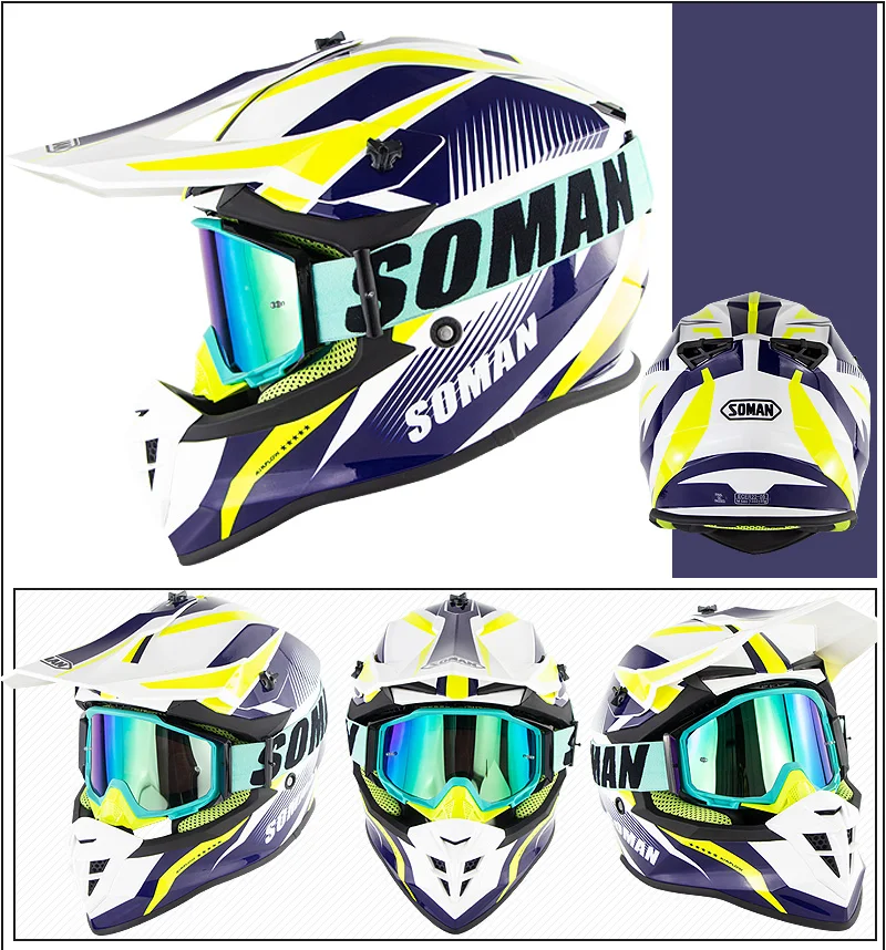 Soman шлем для мотокросса с MX очки горные мото крест руля грязи велосипед Casco rbike Capacetes ECE утверждения SM633