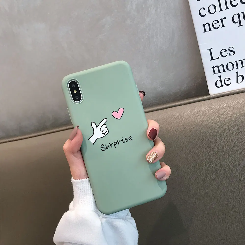 Простой мягкий ТПУ чехол для телефона iPhone 8 Plus 7 X XR XS Xs Max Чехлы влюбленных пар 6S 6
