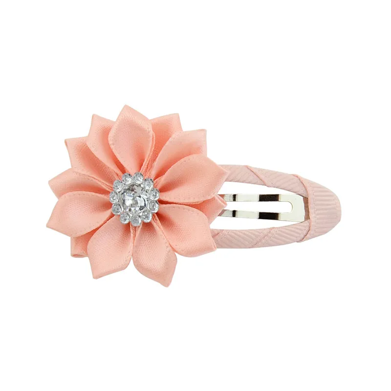 

20pcs Lovely DIY Small Mini Ribbon Flower with Rhinestone Hair Clips Baby BB Clips Girls New Born Kids Hairpins Hair Accessories