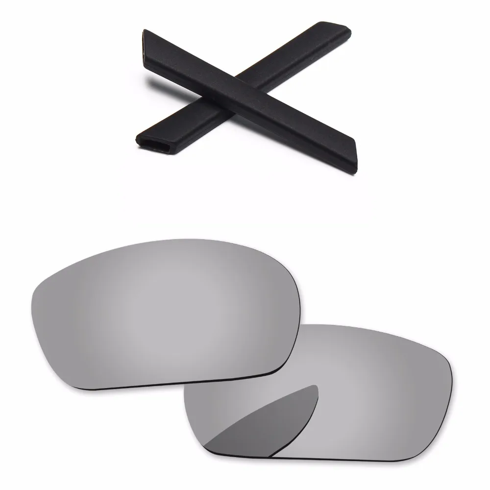 

PapaViva Chrome Silver Mirror Polarized Replacement Lenses and Black Rubber Kit for Jawbone Sunglasses Frame