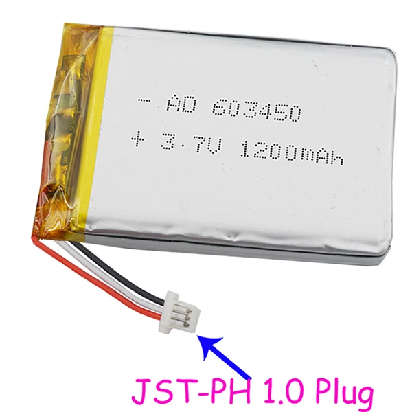 3pin 1.0mm plug Xinj 3,7 V 1200 мАч литий-полимерный аккумулятор lipo сотовый 3pin 1,0/1,25/1,5/2,0/2,54 мм штекер 603450 для спутниковой навигации PDA, камера музыкальный плеер - Цвет: 3pin 1.0mm plug