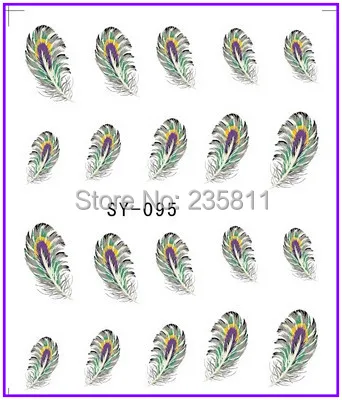 

1X Nail Art Water Stickers Nail Decals Stickers Water Transfers Decal Peacock Feather Plumage SY095