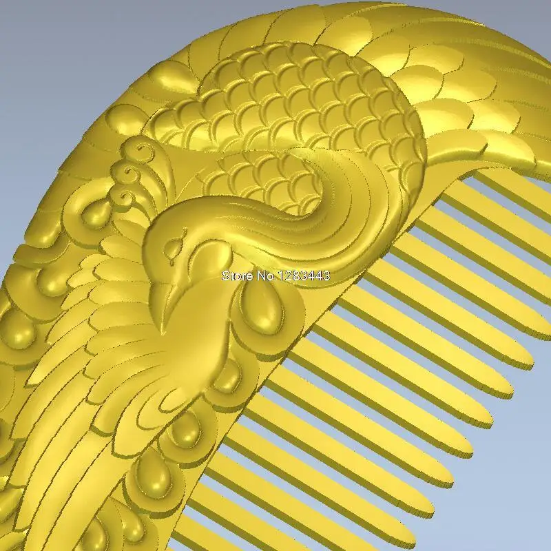 Comb with peacock 3d model relief for cnc in STL file format 3D CNC machine | Инструменты