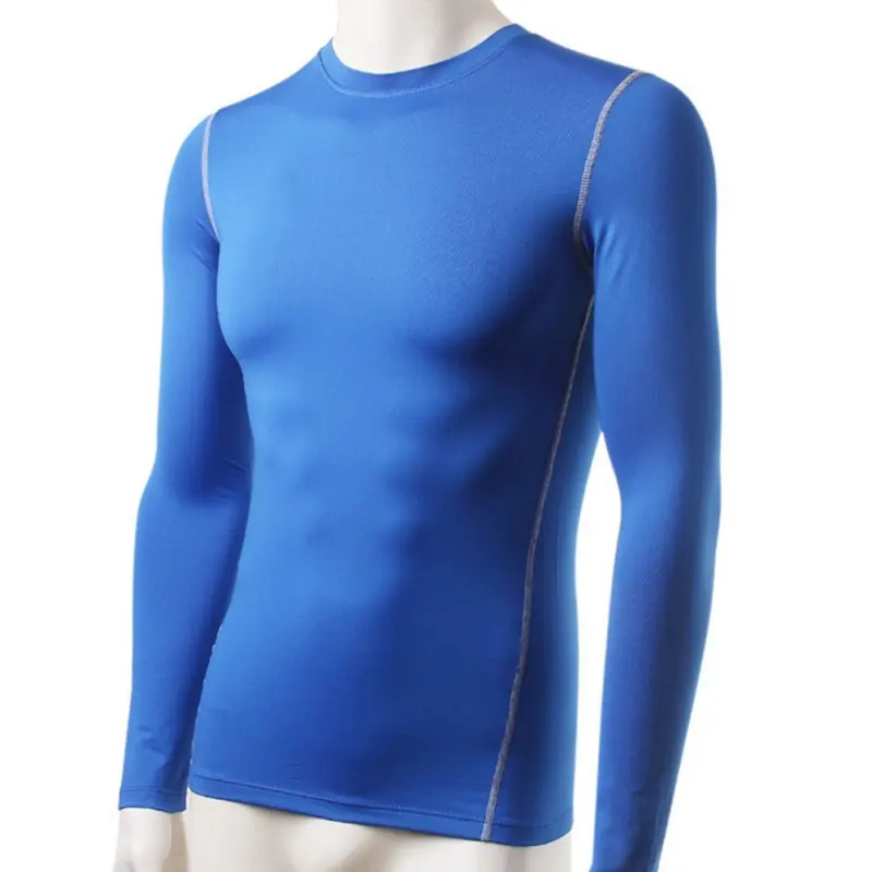 Модные зимние для мужчин Slim Fit с длинным рукавом термальность нижнее бельё для девочек одноцветное Топы корректирующие - Цвет: Синий