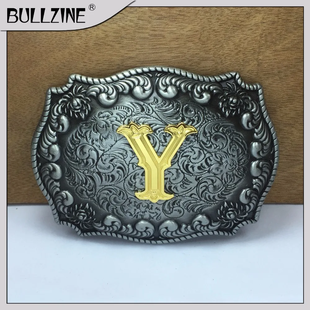 Пряжка для ремня с буквой Y Bullzine оловянной и золотистой отделкой FP-03687-Y подходит