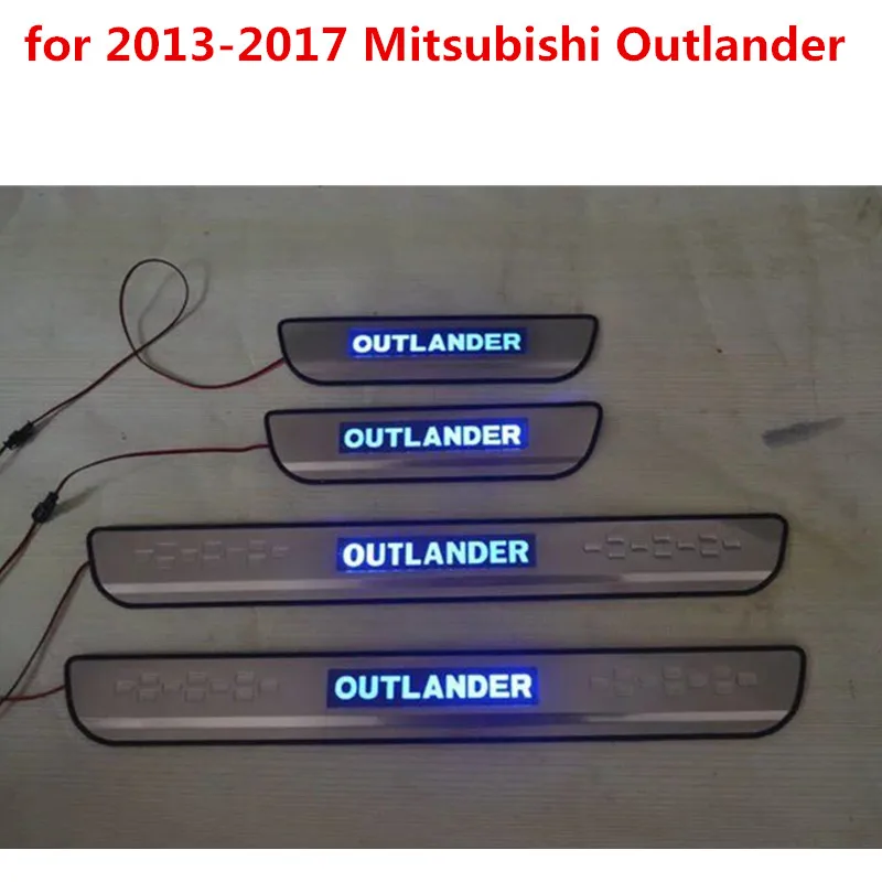 Синяя Накладка на порог боковой двери со светодиодами для Mitsubishi Outlander 2013 2018