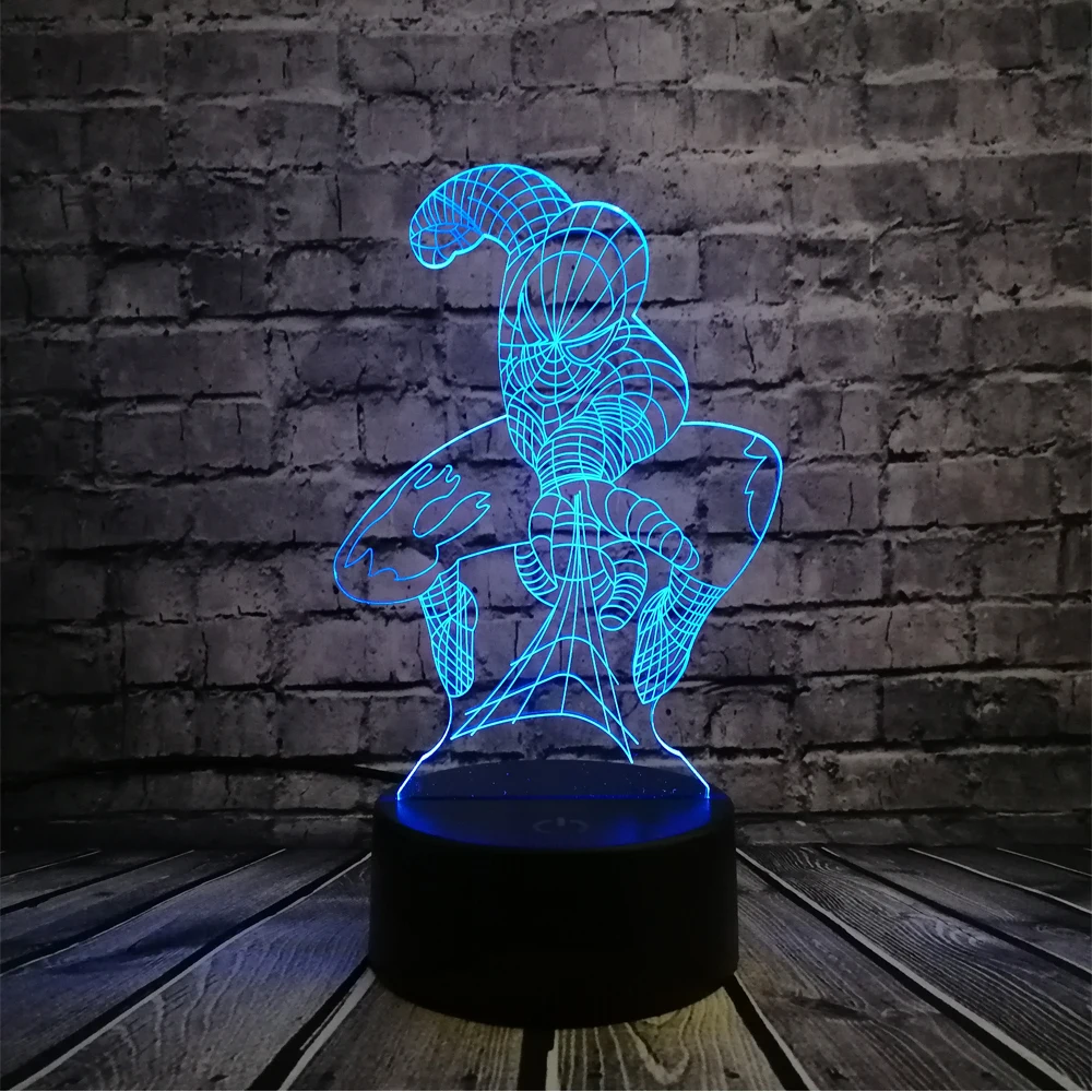 3D лампа Мультфильм Человек-паук градиент многоцветный светодиодный ночник детские игрушки стол Lampara креативный день рождения крутой мальчик подарок Гаджет