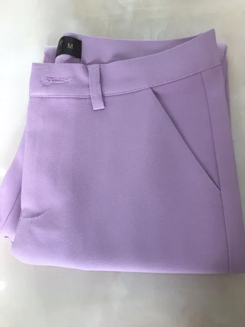 LPurple Женские офисные рабочие брюки женские брюки мода твердые случайные брюки дыхание тонкие брюки до лодыжки корейские брюки отдыха женский брюки - Цвет: LPurple