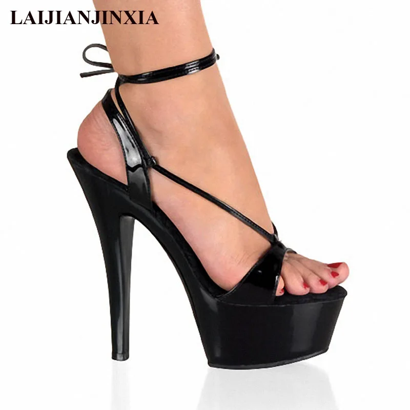 

LAIJIANJINXIA Sexy 15 CM High-Heeled Sandals Nightclub Dance Shoes Pole Dancing Shoes Model High Heels Women's Shoes H-116