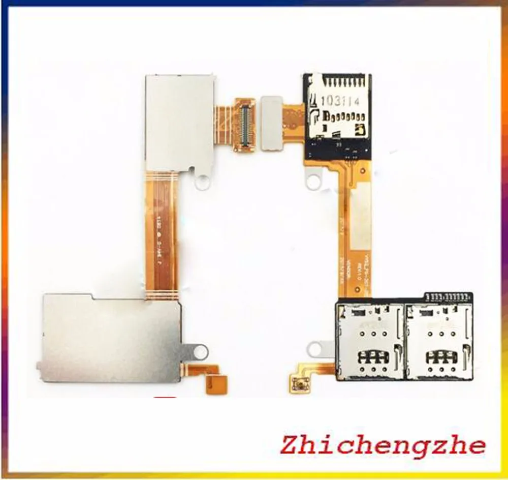 10 шт./лот для Sony Xperia M2 S50H D2303 D2305 Dual Sim Card Reader и SD карта гибкий кабель|flex cable|dual sim card
