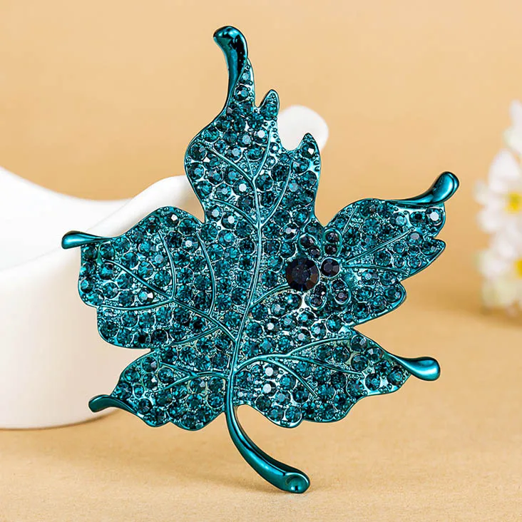 Женская Брошь в виде листьев Blucome зеленая брошь форме Винтажная украшенная