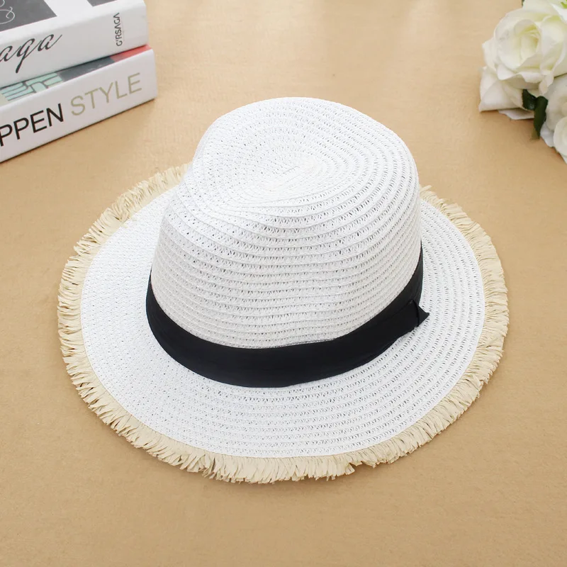 

Summer Beach Hat South Korea's New Women Sunshade Hats Outdoor Leisure Raw Edge Fashion Sun Straw Cap Travel Ladies Caps H024