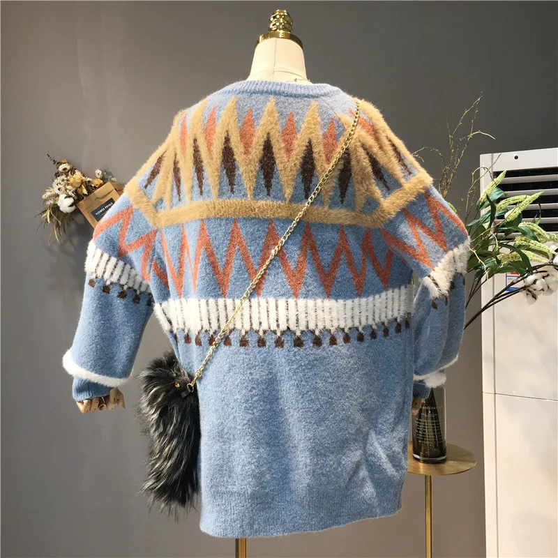 Loose Sweater Women Autumn Winter 2018 New Korean Version Large Size Casual Color Matching Student Tide X285 | Женская одежда