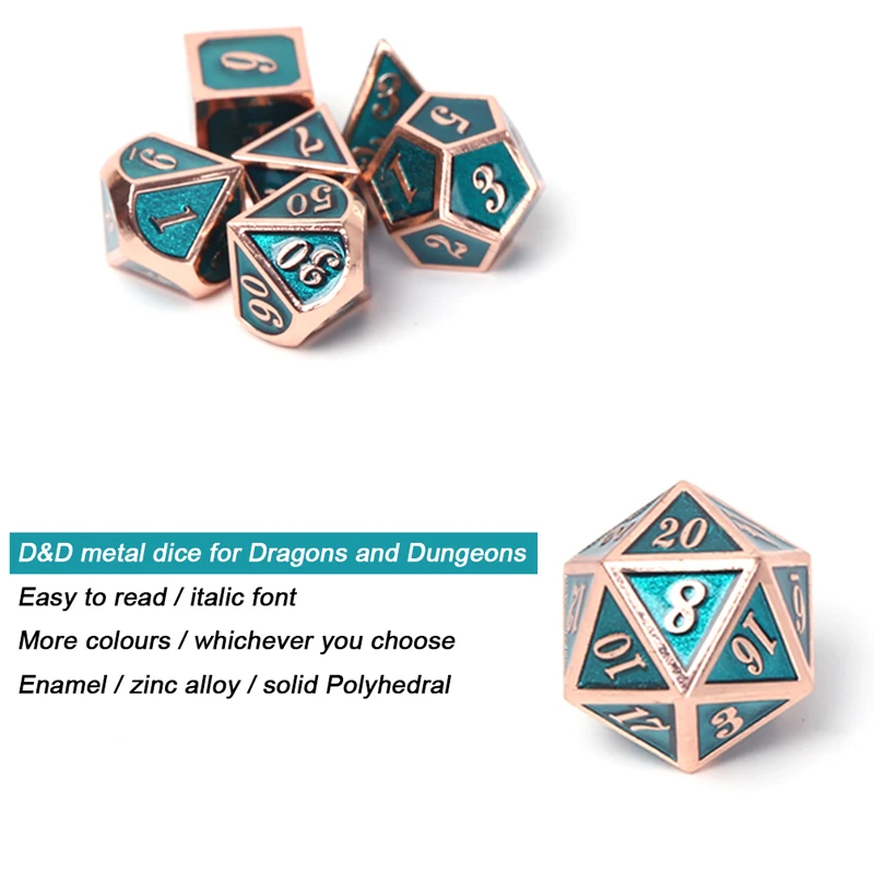 Chengshuo игральные кости DND Металл РГП набор многогранных подземелья Дракон d20 10 6 8 12 синий настольные игры цинковый сплав зеленый цифровой рисунок кости