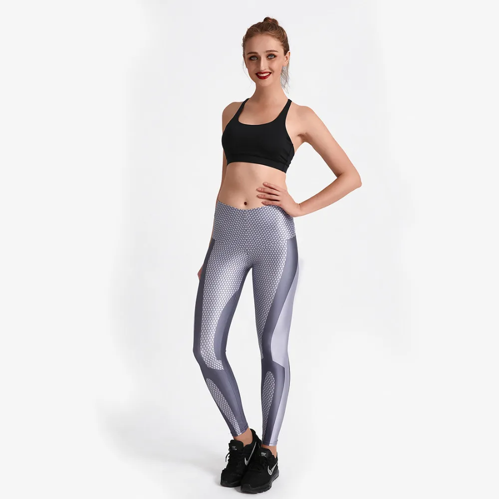 Maoxzon для женщин серый цифровой принт Athleisure фитнес обтягивающие леггинсы Йога