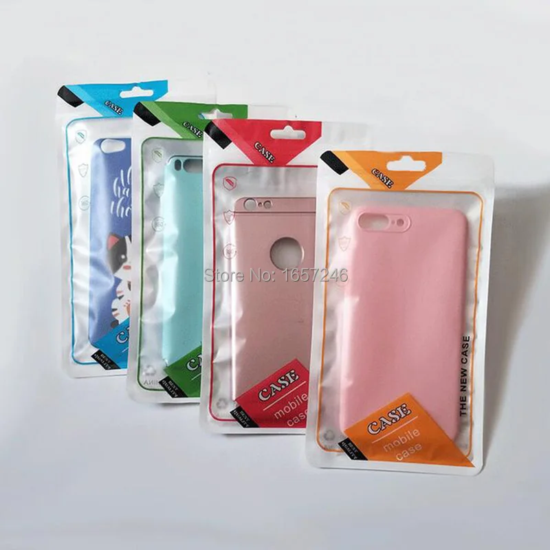 

500Pcs 12*22cm 5 colors Plastic Zip Lock Cell Phone Case Bags Mobile Phone Shell Packaging Zipper Pack For iphone 8 7 plus