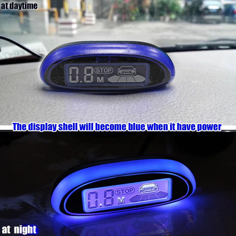 New Parking Sensor Blue Screen Car Assistance 4 Sensors And Led Display Reverse Backup Radar Monitor Detector System | Автомобили и