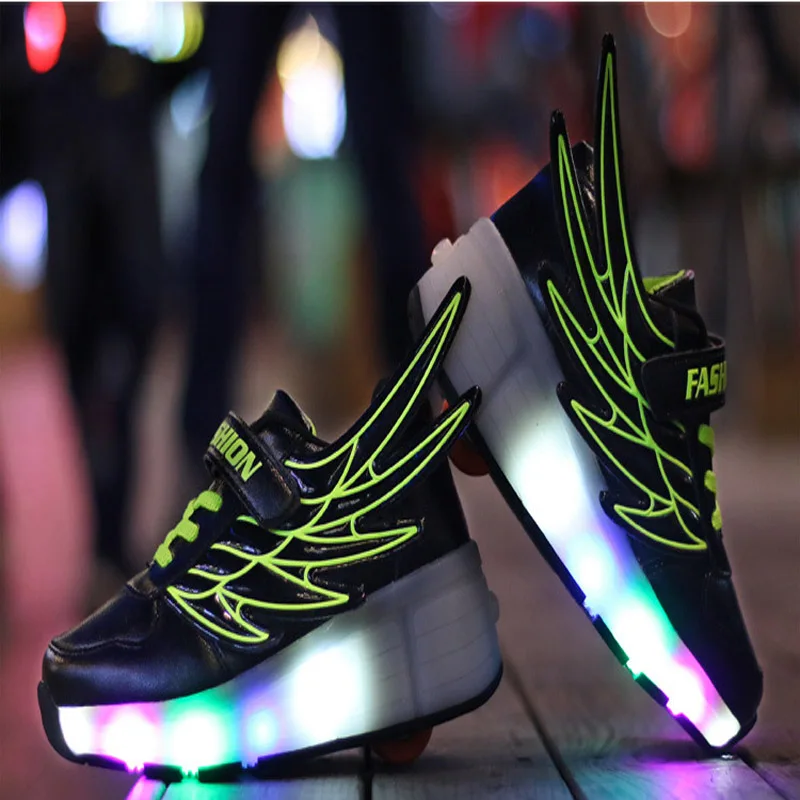 Теннисные кроссовки Heelys; весенняя обувь с двойными колесами; Светодиодный светящийся кроссовки; детская обувь для мальчиков и девочек; Студенческая прогулочная обувь - Цвет: LED Luminous 001