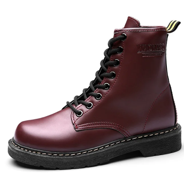XEK 2018 кожаные женские ботинки Dr shoes высокие мотоциклетные осенне зимние Размеры 35