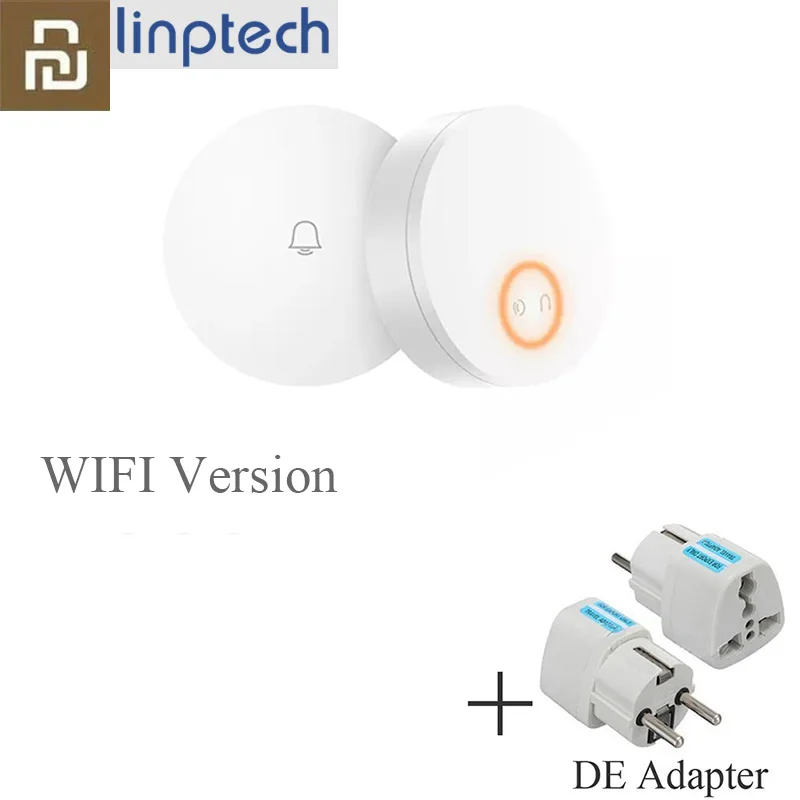 Add DE Adapterl WIFI Xiaomi Linptech самогенерирующий беспроводной дверной звонок без батареи без проводки отключение памяти Регулируемая громкость работа с приложением Mihome - Цвет: Add DE Adapterl WIFI