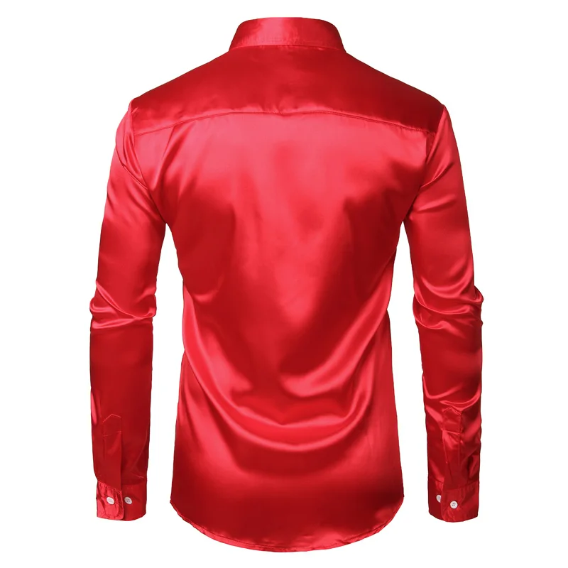 Новые мужские рубашки с длинным рукавом Chemise Homme, модный дизайн, Черная Мужская шелковая рубашка, облегающие рубашки под смокинг, брендовые рубашки Camisa Social