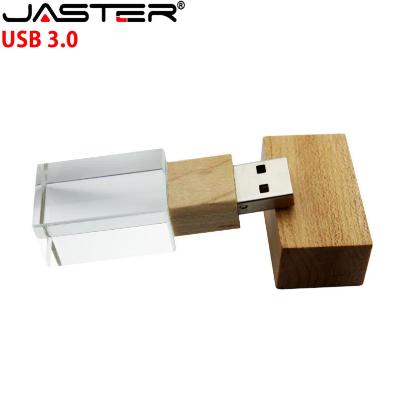 

JASTER creative wooden and crystal pendrive 4GB 8GB pen drive 16GB 32GB USB flash drive memory stick LOGO customized gifts
